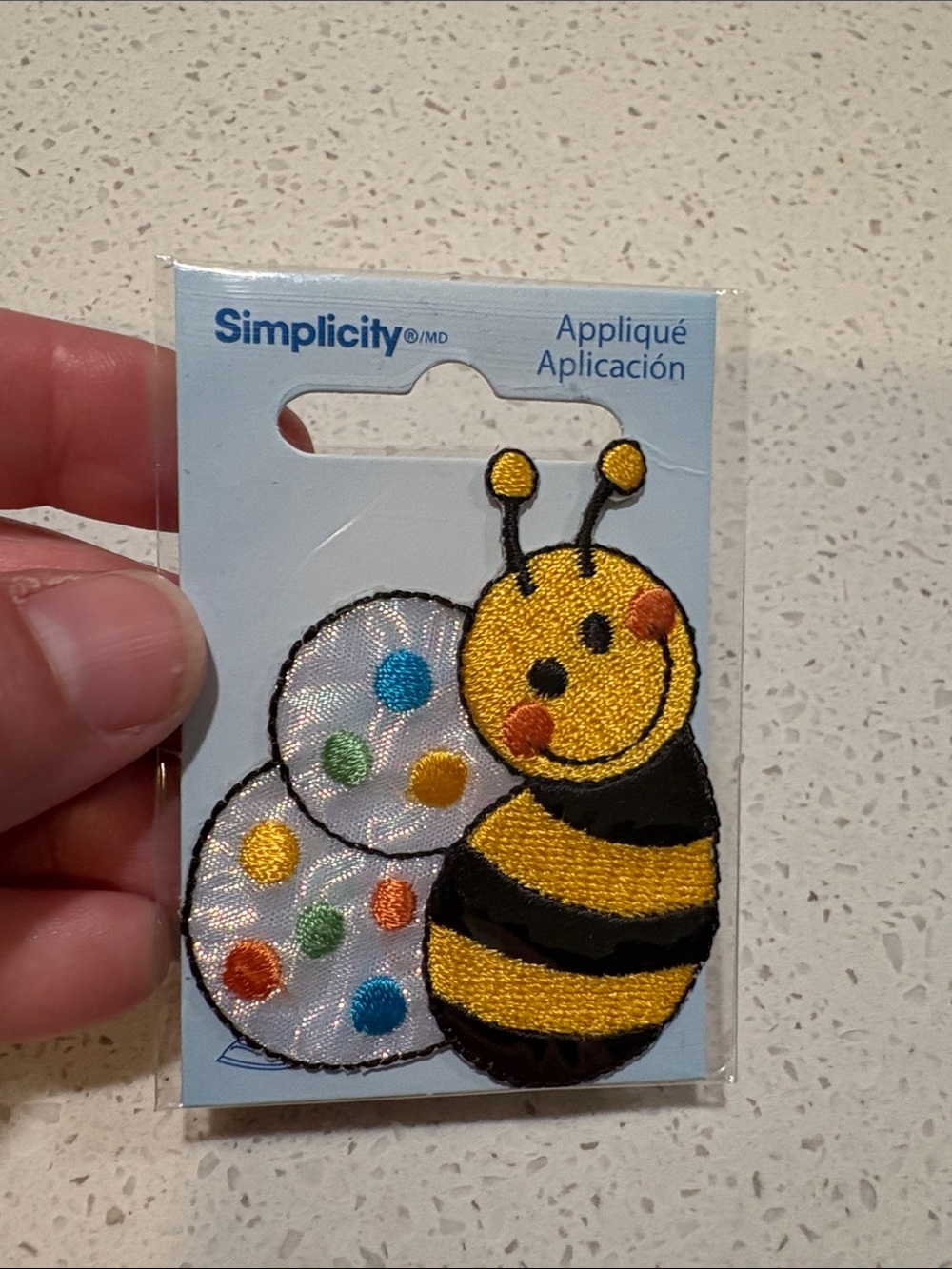 Simplicity Yellow and Black Bee Appliqué with Polka-Dot Wings